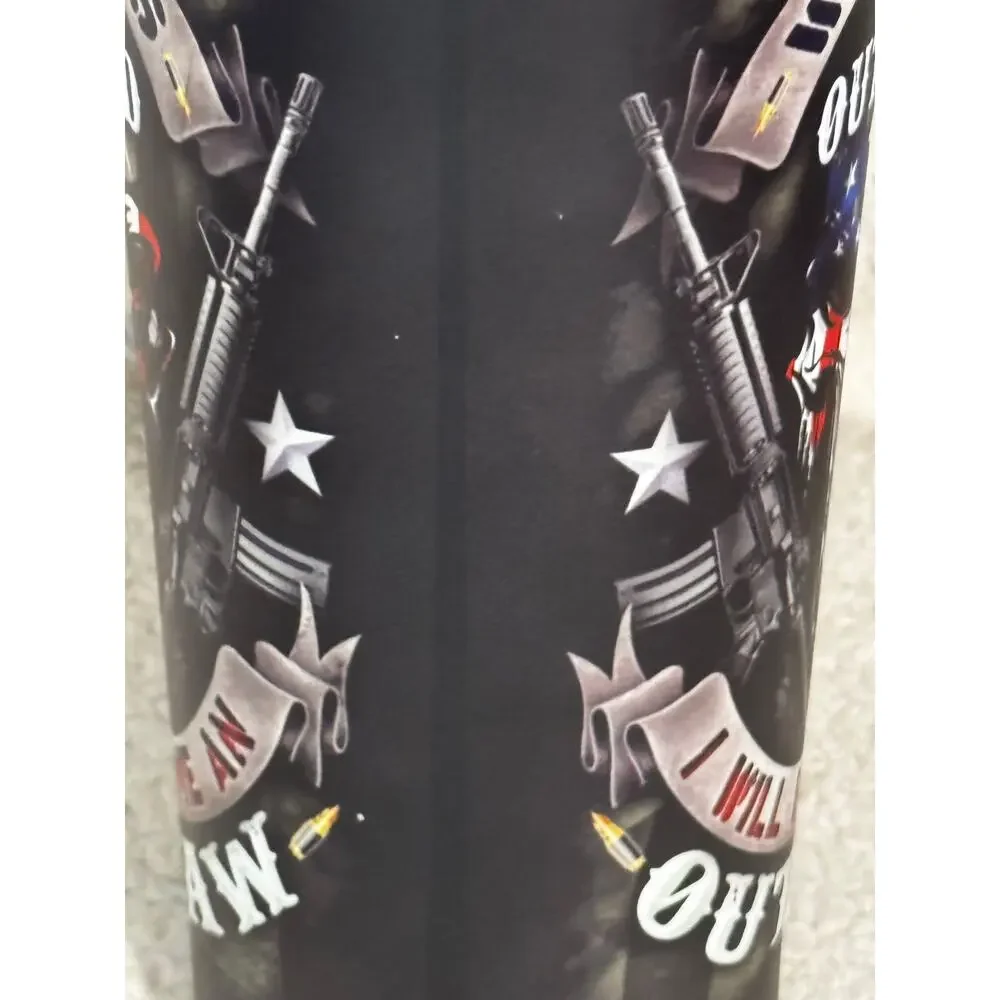 20oz New Stainless Steel Tumbler Built in straw American Flag & Skull Design